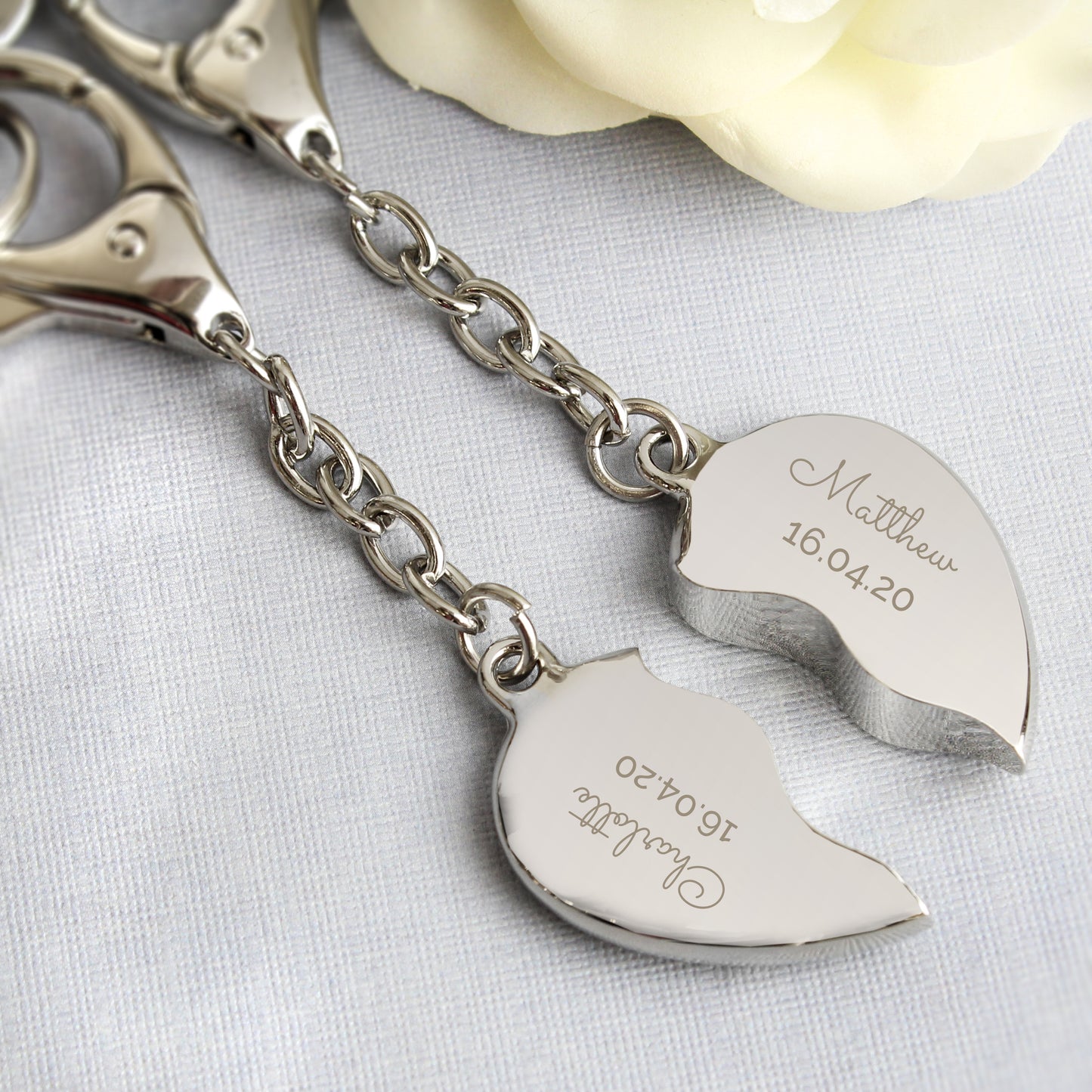 Personalised Any Message Two Hearts Keyring