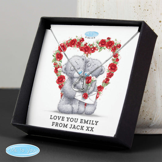 Personalised Me to You Valentine Sentiment Heart Necklace and Box