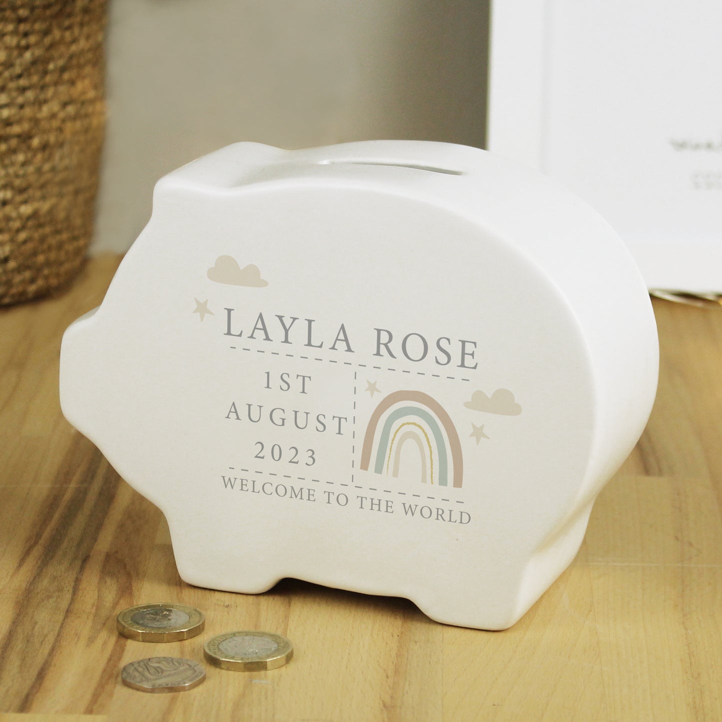 Personalised Rainbow Piggy Bank