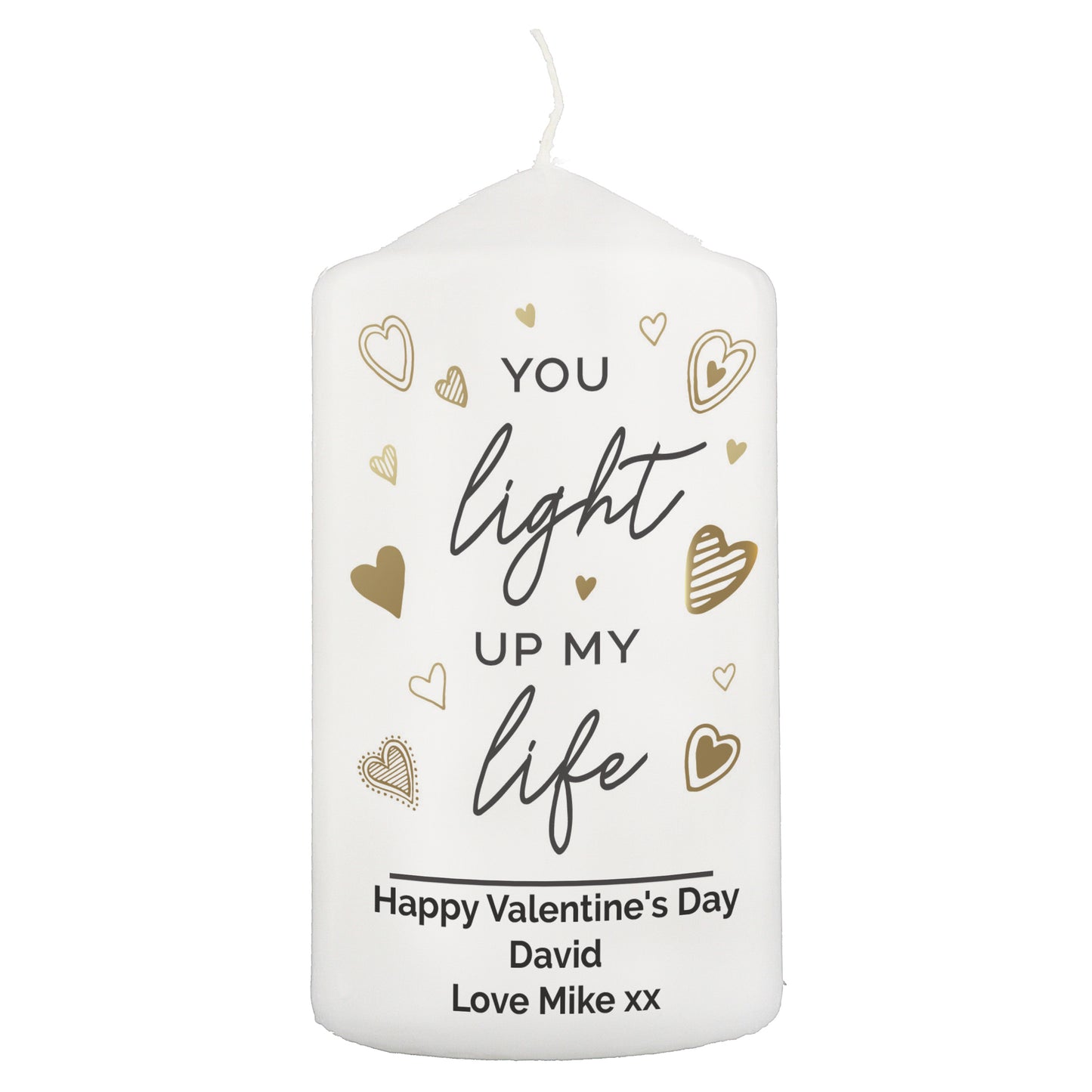 Personalised You Light Up My Life Pillar Candle