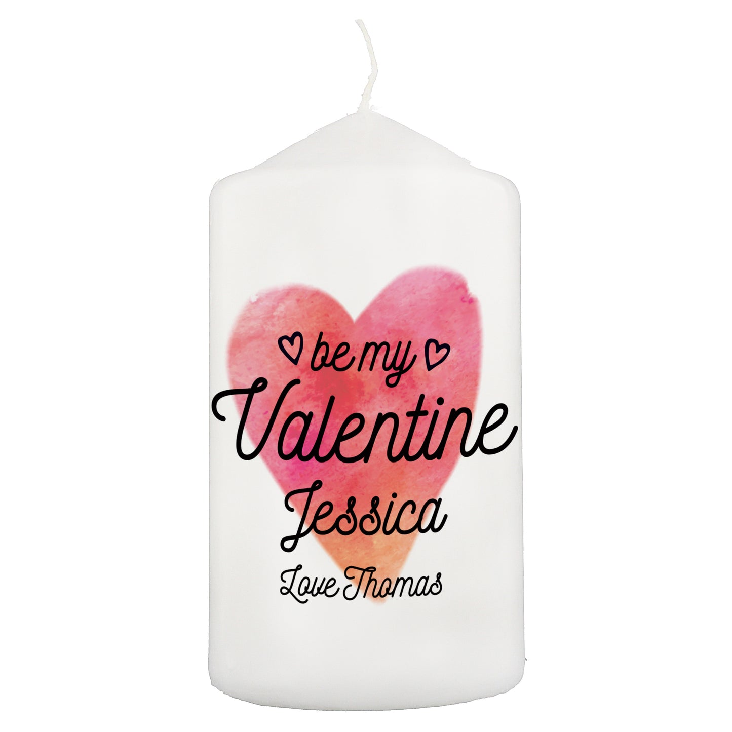 Personalised Be My Valentine Pillar Candle