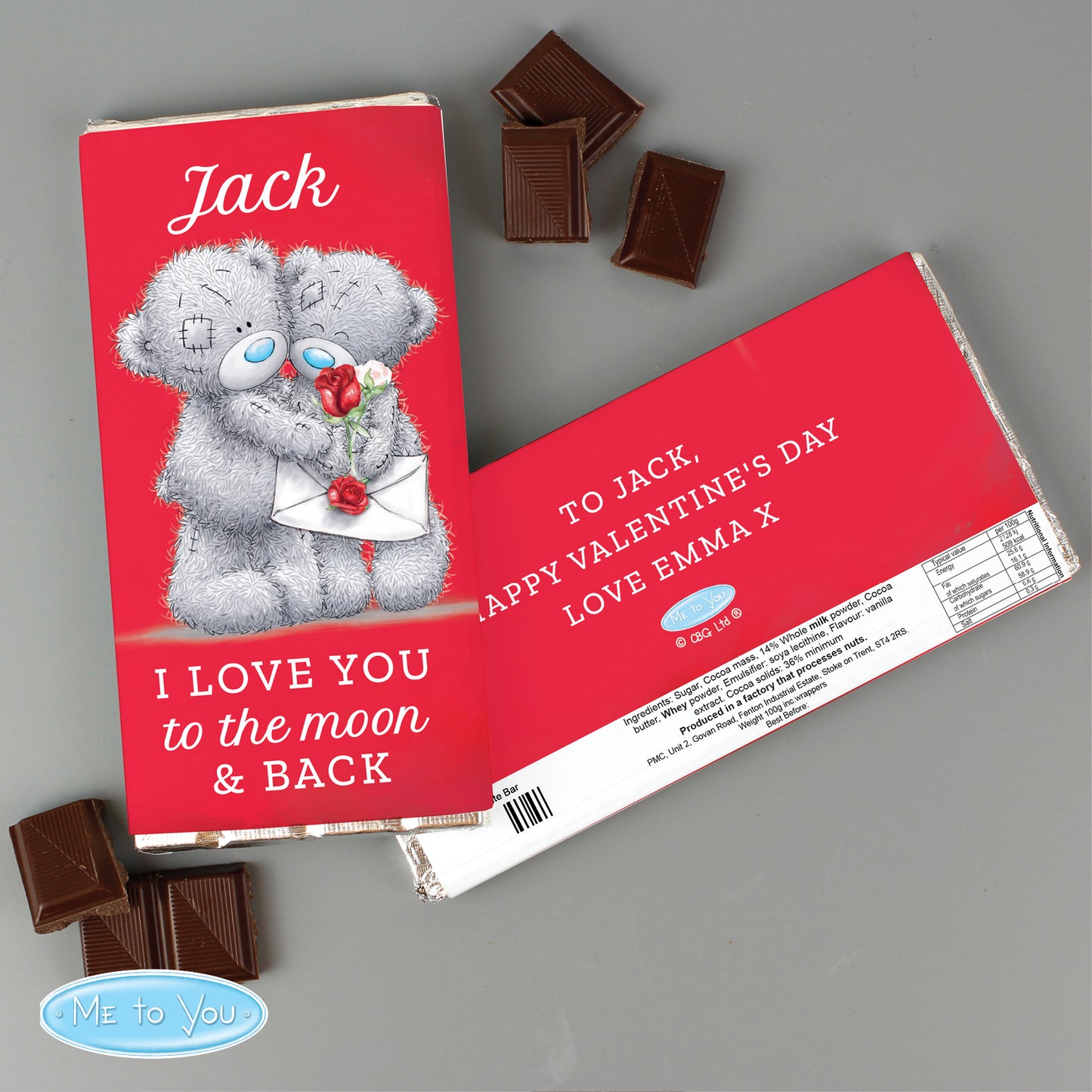 Personalised Me to You Valentine Milk Chocolate Bar