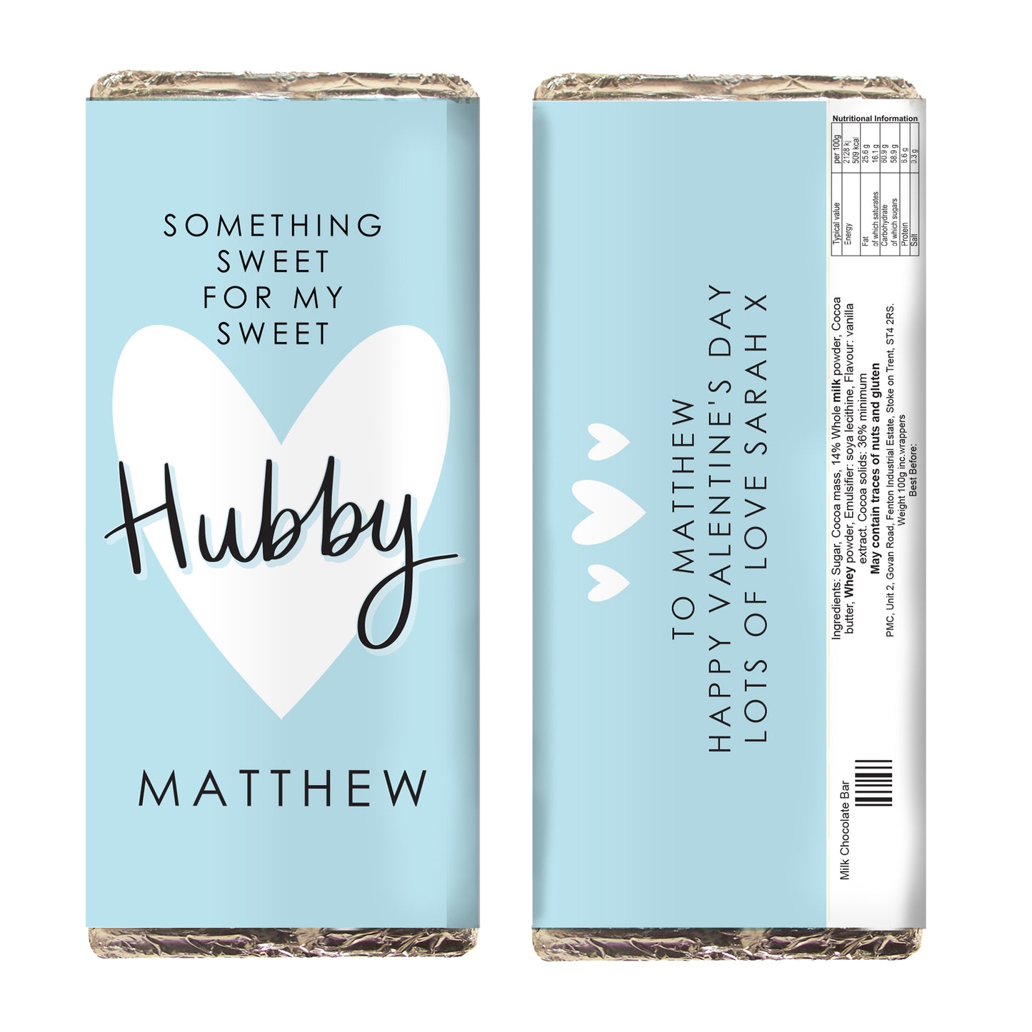 Personalised My Sweet Hubby Milk Chocolate Bar