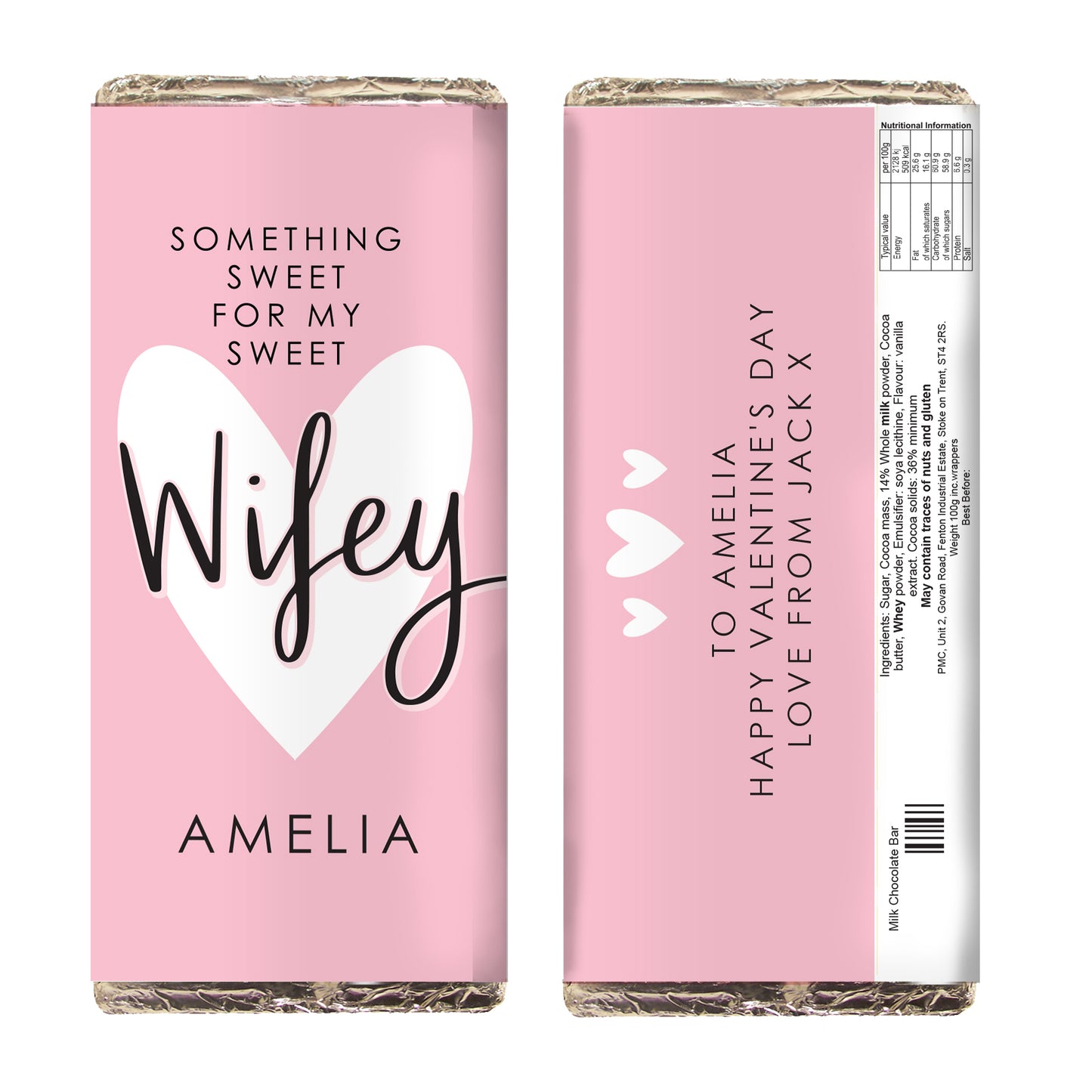 Personalised My Sweet Wifey Milk Chocolate Bar