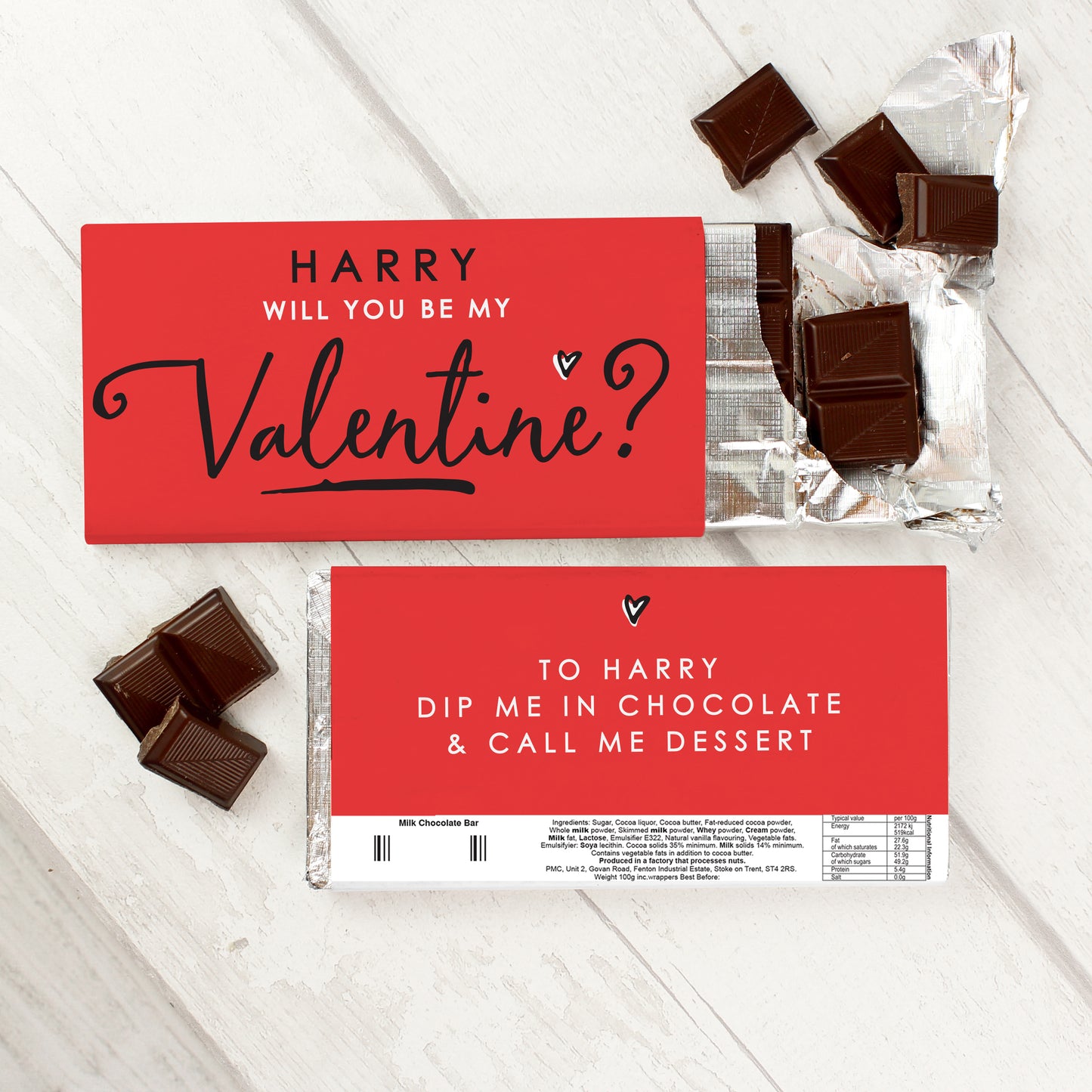 Personalised Be My Valentine Milk Chocolate Bar