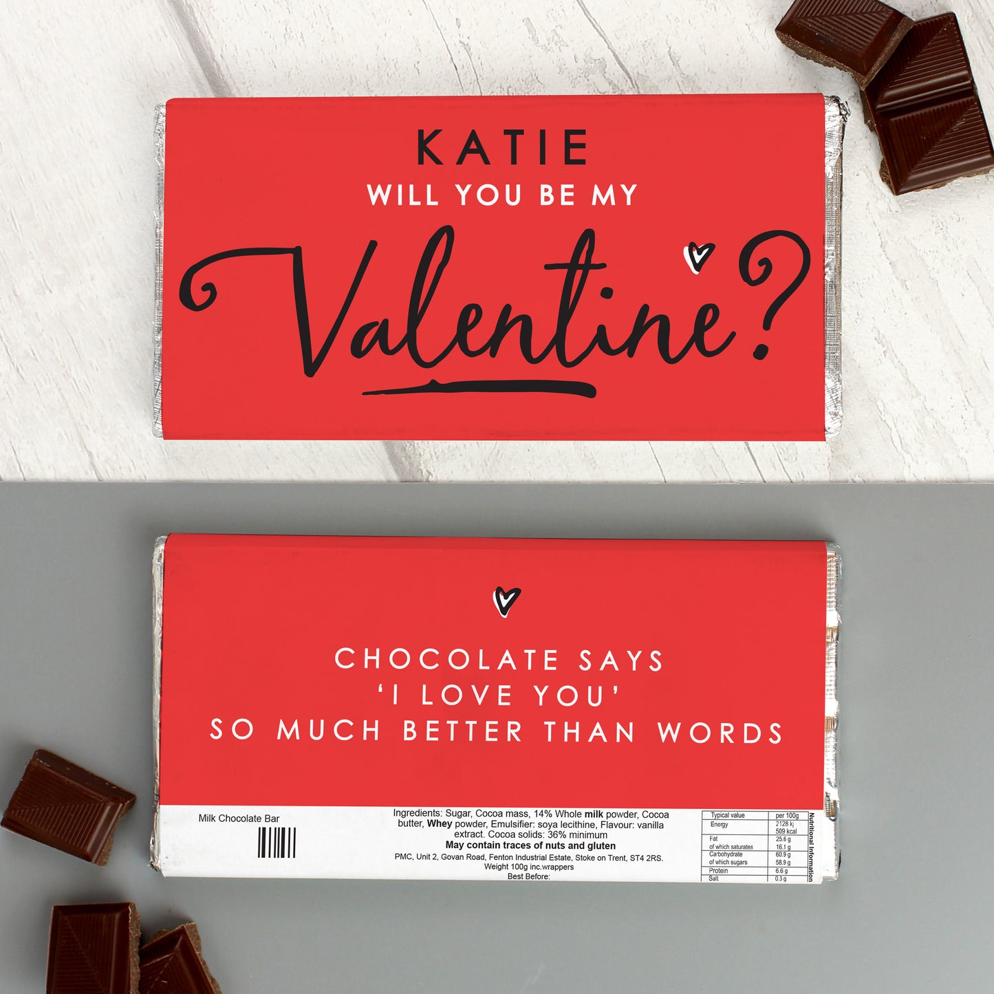 Personalised Be My Valentine Milk Chocolate Bar