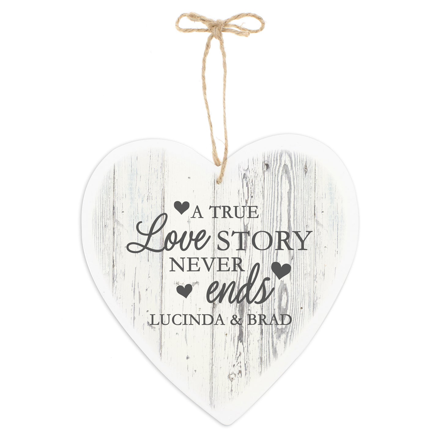 Personalised Love Story Large Wooden Heart Decoration