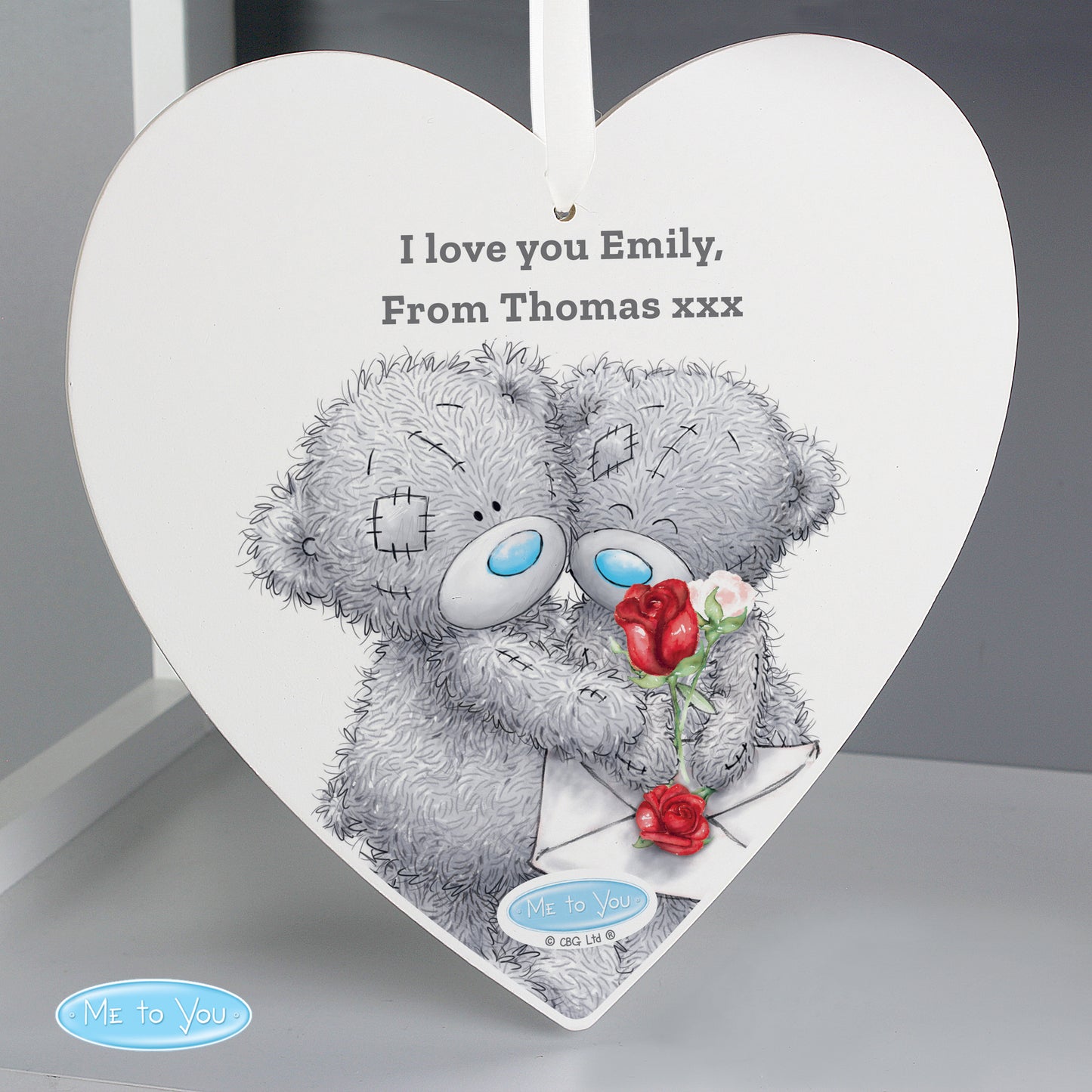 Personalised Me to You Valentine Large Wooden Heart Decoration